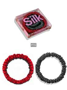 SUNCDELV SLIK 2pcs 100% Mulberry Silk Hair Scrunchies, High Quality Hair Ties (22mm), Women & Girls Hair Accessories, Pink Gift Box Ponytail Holder - Multicolor - View 18