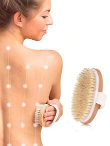 1 pieza Cepillo corporal seco, exfoliante corporal de cerdas naturales, adecuado para piel seca, promueve la circulación sanguínea, previene el vello encarnado, limpia los puntos negros y la celulitis, para uso en la ducha en casa - Multicolor - Ver 4