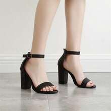 Women's 2-Strap Heeled Sandals - Black - View 3