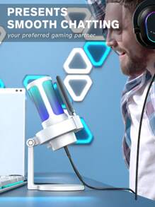 FIFINE Gaming USB PC Computer RGB Microphone For Live Streaming, Meeting, Podcasting, Video, Condenser Mic With Monitoring Headphone Jack, RGB Light Control, Gain Knob, Mute Touch, Pop Filter, Shock Mount For Computer-FIFINE A8 White