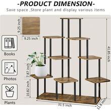Plant Stand 5 Tier Indoor Metal Flower Shelf For Multiple Plants Corner Tall Flower Holders For Patio Garden Living Room Balcony Bedroom, Black (5 Tier-Black) - 9層-黑色+鄉村棕色 - 查看 4