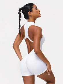 Sodalemon 女式拉链紧身连体裤，露背蜜桃臀设计，瑜伽/健身连体塑身衣