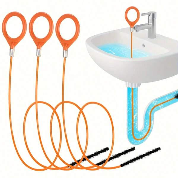Gancho de desatasco extra largo y eficiente, herramienta de limpieza de tuberías, destaponador de alcantarilla - Gancho de limpieza de cabello para el desatasco de drenajes de piso, baño y fregadero de cocina