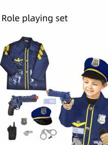 Set di costumi per bambini con molti pezzi, come gilet da polizia, gilet da pompiere, cappello, zaino, accessori, adatto per il gioco di ruolo, gioco in casa, sia interno che esterno, regali di Ognissanti e festività, abbigliamento per bambini dai 3 ai 6 anni, costumi da carnevale