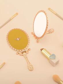 1 Stück [Muttertagsexplosion] Französisch leicht luxuriöser Handschminkspiegel Tischspiegel Dual-Use Prinzessin Schminkspiegel Social-Media-Star Der gleiche Stil Badezimmerspiegel Tragbarer Schminkspiegel Geburtstaggeschenk für Frauen