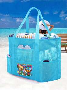 Large Mesh Beach Tote Bag, Multifunctional Storage Bag With Zipper Closure, Foldable And Lightweight, Suitable For Family Beach Trips To Carry Toys And Vacation Essentials, Can Also Be Used As A Backpack, Large Capacity, Waterproof, Portable - Multicolor - View 17