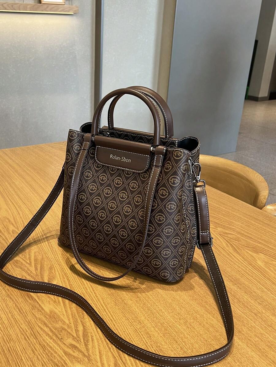 Bolso tote de gran capacidad para mujer, bolso de hombro casual para viajes, bolso cruzado ligero, de marca de lujo, versátil y de alta gama, nuevo bolso casual 2025 - Café - Ver 1