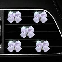 5pcs/Set Pink Bow Decoration Car Air Vent Clip, Car Air Freshener Decor