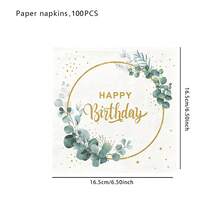 20pcs Green Disposable Paper Napkins With Eucalyptus Pattern, Decorative Luncheon Napkins, Suitable For Birthday Party, Baby Shower, Wedding, Engagement, Christening, Bridal Events - Multicolor - View 10