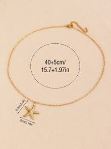 1入組時尚不銹鋼海星吊墜項鏈適合女士日常裝飾