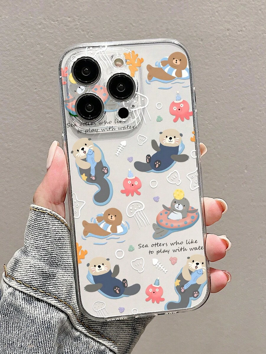 熊可爱卡通水獭图案透明手机壳适用于 16/11/12/13/14/15/15pro/15 Plus/15 Promax/7plus/8plus/X/Xs Max/Xr/11pro/12pro/13pro/14pro/12mini/13mini/11promax/12promax/13promax/14promax/14plus/6/6s/6plus/7/8/16Pro/16plus/16promax/Se&兼容三星 Galaxy/A54/A14/A12/A13/A15/A32/A33/A24/A52S/S20/S21/S22/S23/S24/S23Plus/S24ultra/S25/A15/A33/A23 - 彩色 - 查看 1