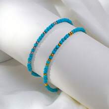 1pc Fashion Minimalist Versatile Stainless Steel & Natural Stone Bracelet, Multi-Color Options Suitable For Women Daily Wear