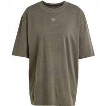 Adidas Originals 女款图案短袖T恤，针织圆领宽松T恤 JI5729 - 灰色 - 查看 1