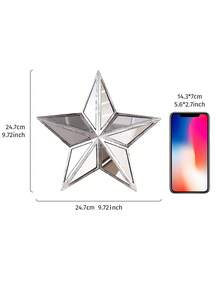1pc Creative Resin Made Gold & Silver Tone 5-Pointed Star Home Decor Crafts, Wall Hanging With Mirrored Star Surface