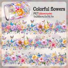 1 rotolo di nastro colorato con motivi floreali per animali domestici, creativo cartone animato fai-da-te per scrapbooking, decorazione per articoli di cartoleria e quaderni, per il ritorno a scuola
