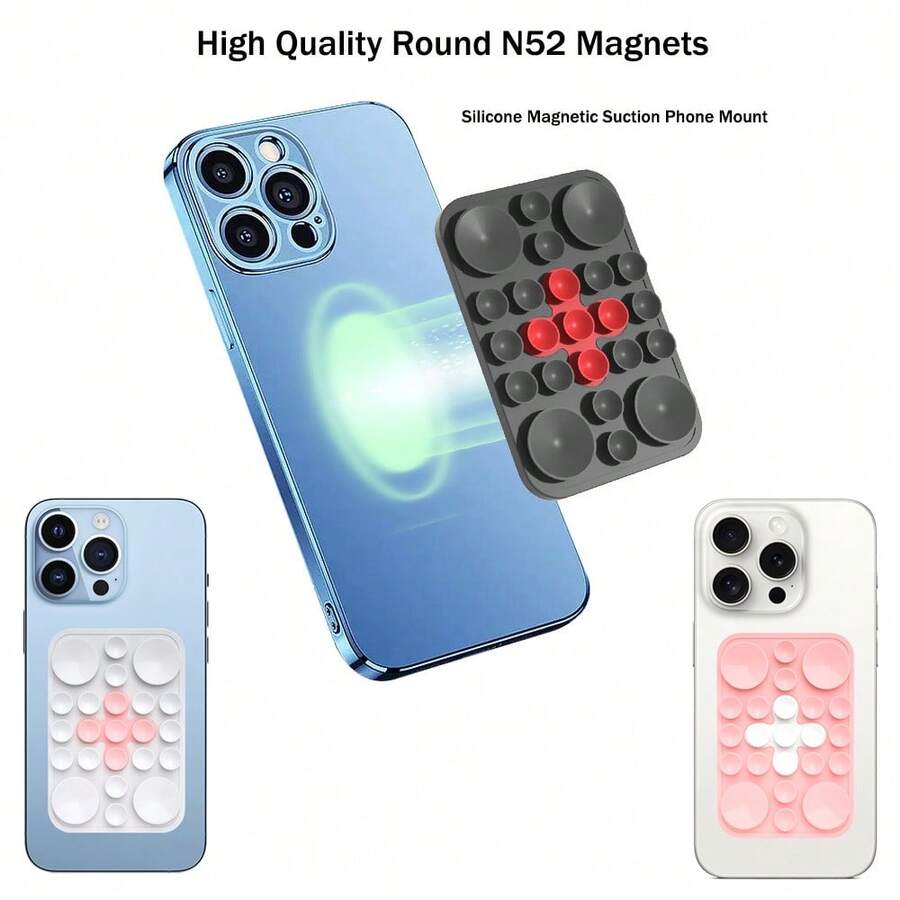 Magnetic Suction Cell Phone Grip For MagSafe Case, Silicone Octo Cup Buddy Holder, Hands-Free Removable Mount, Magnet Phone Accessory Compatible With IPhone And Android Magnetic Suction Phone Mount For MagSafe Case, Removable Sticky Phone Grip Holder For Hands-Free Makeup/Selfie/Live Streaming/Vlog For Influencer/Creator Compatible With IPhone, Android Phone, Gift For Birthday, Family, Friends Phone Holder, Phone Stand, Phone Accessories Compatible With IPhone, Android Phone, Gift For Birthday, Family, Friends - Pink - View 1