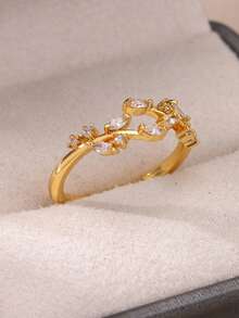 Anéis de aço inoxidável com zircônia cúbica listrada minimalista para mulheres, anel ajustável aberto antidesbotamento banhado a ouro 18K, joias com pingente de cor prata para casamento, acessórios para festas e férias, presentes para ela/mãe/melhores amigas