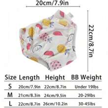 3 pièces Couches en tissu souples et mignonnes avec imprimé de fruits, réutilisables et lavables, culottes d'apprentissage pour bébé, convient aux nourrissons et bambins de 9 mois à 3 ans, pour filles et garçons en cours de propreté