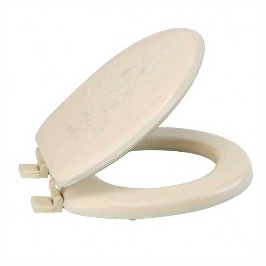Extra Soft Vinyl Standard Round Toilet Seat In Beige Bathroom Decor - Beige - View 1