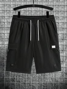 Men's Casual Label Multi-Strap Cargo Shorts - Black - View 4