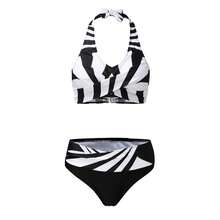 2pcs/Set Halter Tie Front Crossing Sexy Swimsuit