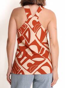 Duna Women's Tank Top Twist Front And Back Basic - Brown - View 5