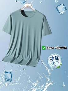 Kit 3 Men's T-Shirts Short Sleeves Breathable Mesh Quick-Drying Ice Silk - Màu xanh hải quân - Xem 4