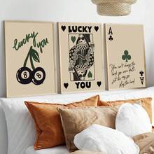 1pc Vintage Aesthetic Lucky 8 Ball Canvas Painting Posters Funny Green Black Ace Card Wall Art Prints Picture For Rome Decoration Optional Frame