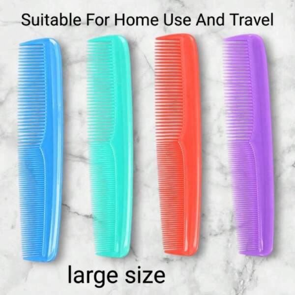 Pettine di plastica di grandi dimensioni e portatile, con denti larghi e fini, blu e rosso, adatto per uso domestico e da viaggio