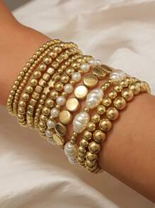 5pcs/Set Boho Style Beaded Bracelet For Women, Minimalist Star & Round Bead Design, Lightweight & Elegant, Suitable For Daily Wear And Parties, Ideal Jewelry Gift For Girls (Bead Order Random)
