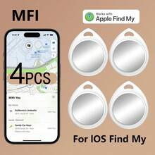 [GPS 追踪器] 4 件 GPS 智能防丢失追踪器 | 实时追踪，无需安装，适用于宠物、箱包、行李、自行车、汽车 | 兼容 iOS 系统查找我的应用程序，无忧防丢（仅限 iOS）