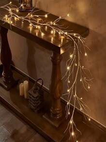 1 Illuminated Flower Wreath With White Birch Branches, Illuminated Flower Wreath With 48 LED Lights, Used For Christmas Decoration Indoors, Illuminated White Birch Flower Wreath, Used For Holiday Party Decoration, Fireplace Mantel, And Tabletop Center