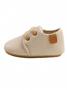 Baby Boys Girls Lace Up Sneakers, Autumn Soft Sole Infant Moccasins, Newborn Anti-Slip First Walkers Shoes - 米色 - 查看 3