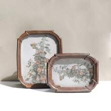 SUSUZUKU 1pc Vintage Retro Resin Picture Frame, American/European Countryside Style, Dark Wood Color Background Home Decor Photo Frame
