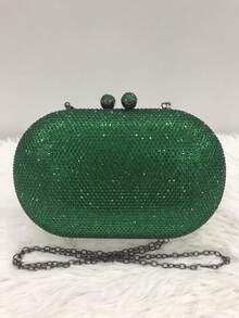 Clutch Bag Party Rhinestones Oval Women's Wedding Graduation - màu xanh lá - Xem 1