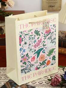 1pc Vintage Luxury Floral White Cowhide Embossed Gift Bag, Birthday Gift Wrapping Paper Bag, High-Quality Gift Packaging Tote - Multicolor - View 13