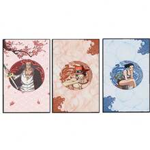 ONE PIECE 1/3/6 件套流行帆布墙面艺术海贼王 - ZORO、妮可罗宾、LAW、ACE、SHANKS 装饰卧室现代家居印刷图片艺术品海报（无框）