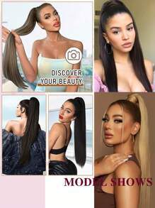 Straight Ponytail Extensions Synthetic Hair Wrap Around Ponytail Extension Heat-Resistant Wig For Women Synthetic Pony Tails Hairpieces Daily