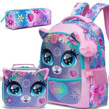 Mochila com estampa de animais, mochila escolar para meninos e meninas, mochila fofa para meninas, conjunto de mochilas infantis, mochila de viagem, adequada para alunos da pré-escola, jardim de infância e ensino fundamental, pode ser usada para guardar material escolar. - Mochila escolar para meninas animais - Ver 15