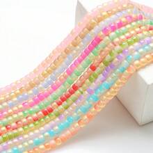 60 件 6*8 毫米彩色玻璃光滑圆珠，DIY 配件材料，适用于手链、项链、鞋子、帽子、包包、钥匙扣、手机吊饰等 - 6*8mm桶珠 - 查看 6