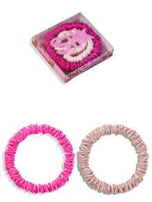SUNCDELV SLIK 2pcs 100% Mulberry Silk Hair Scrunchies, High Quality Hair Ties (22mm), Women & Girls Hair Accessories, Pink Gift Box Ponytail Holder - Multicolor - View 4