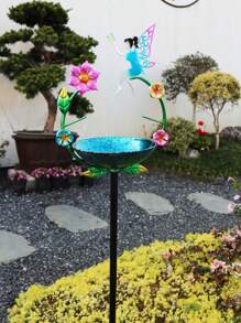 1pc Metal Bird Bath Rack And Feeder With Stakes, Used For Outdoor Garden, Yard, And Lawn Decoration, With Five Sturdy Grip Diameters Inserted Into The Ground - Outdoor Garden Water Features Outdoor Decor Garden Decor Home Decor