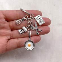 1 Cooking Keychain, Frying Pan Mixer, Cooking Book Tableware, Chef Keychain