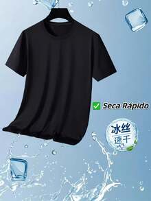 Kit 3 Men's T-Shirts Short Sleeves Breathable Mesh Quick-Drying Ice Silk - Baby Blue - View 5