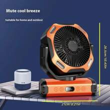 10800mAh Camping Fan With LED Light, 100-Gear Adjustable Wind Speed, Built-In Hook, Rechargeable Battery-Powered Outdoor Tent Fan With Timer, 5 Speeds USB Fan, Suitable For Outdoor Tent, Construction Site, Camping, Traveling, Holiday, Back To School, Halloween