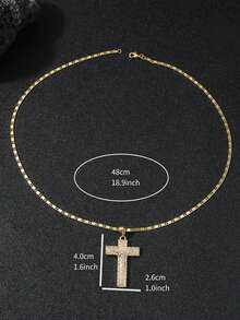 1 件复古金属风格双色耶稣受难十字架元素吊坠项链，宗教元素类型男女通用护身符吊坠男士多色宗教元素项链 - 金黃色 - 查看 10