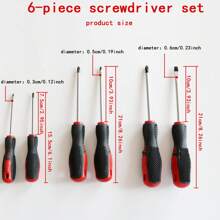 6pcs Screwdriver Set, Flat, Star-Shaped With Magnetic Tips, Hardened Tips Suitable For Home And Worksite