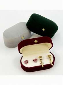 Premium Plush Velvet Portable Jewelry Box Organizer - Compact Storage For Single Rings, Couple Rings, Stud & Drop Earrings - Multi-Functional Travel Case For Home, Business Trips, Gifts With Dustproof Design For Women Storage Organizer Travel Essentials Gift Back To School