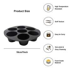 蛋糕海绵硅胶模具、7杯烘焙纸杯蛋糕不粘锅、空气炸锅、烘焙不粘锅、煎饼烘焙模具、烘焙模具、空气炸锅配件 - 彩色 - 查看 3