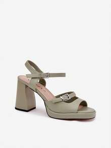 Women's Fashionable Versatile Commuting High Heel Sandals, Summer - Green - View 3